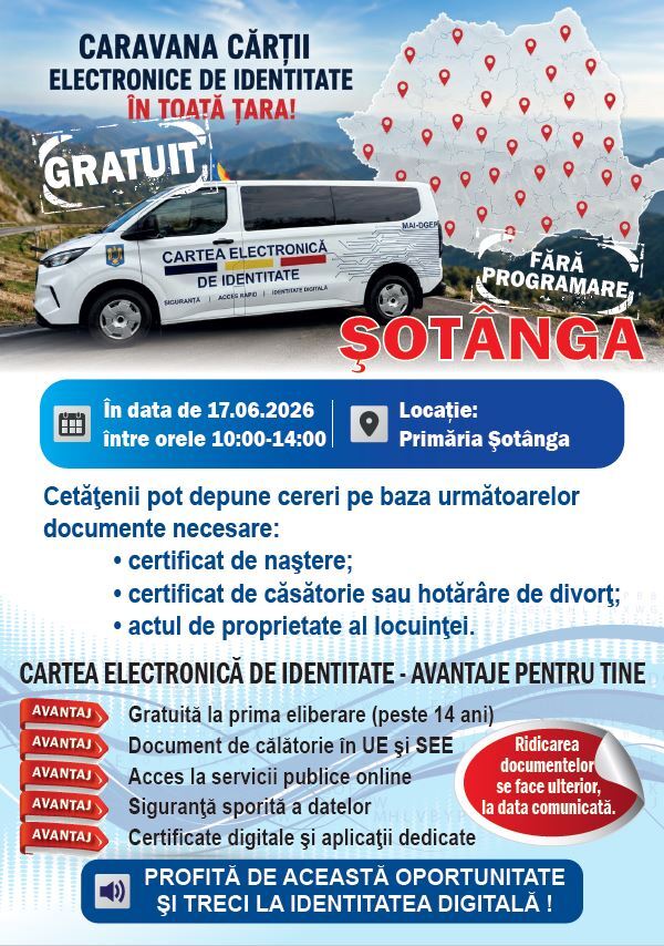 ANUNȚ - CARAVANA CĂRȚII ELECTRONICE DE IDENTITATE - ȘOTÂNGA 17.06.2026