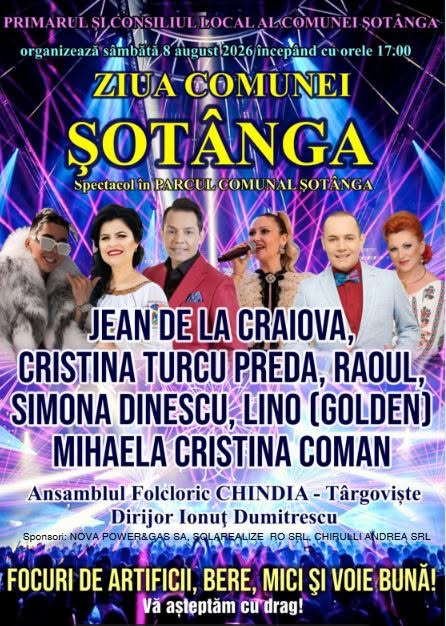 Hai la „Ziua Comunei Șotânga”! Sâmbătă, 8 august 2026, de la ora 17:00