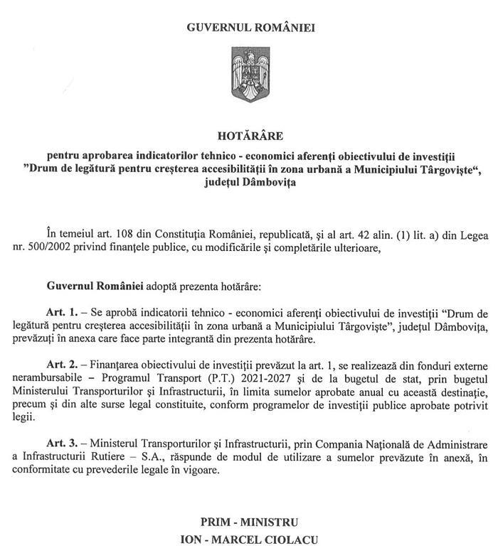 Ziua veștilor excelente pentru Dâmbovița: Guvernul a aprobat indicatorii pentru Inelul 2 de Centură a municipiului Târgoviște